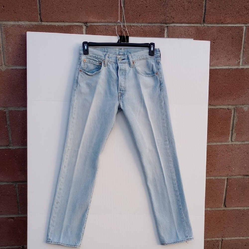 Blue Straight Leg Jeans with Smooth Finish